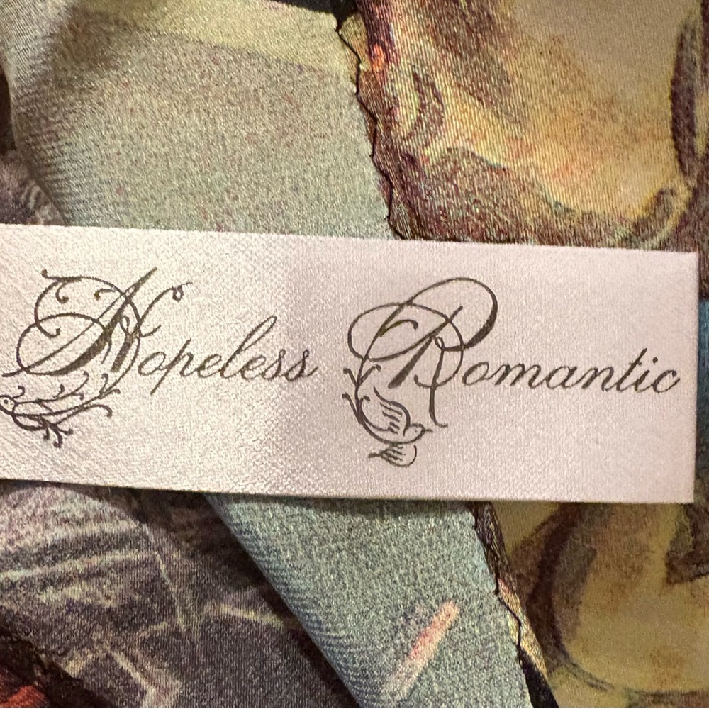 Hopeless Romantic Silk Vintage inspired Halloween Print Scarf - Picture 3 of 4